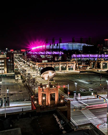 View of Hockeytown & Ford Field Downtown Detroit